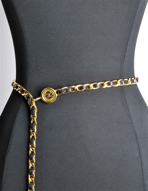 chanel black leather belt|Chanel chain belt vintage.